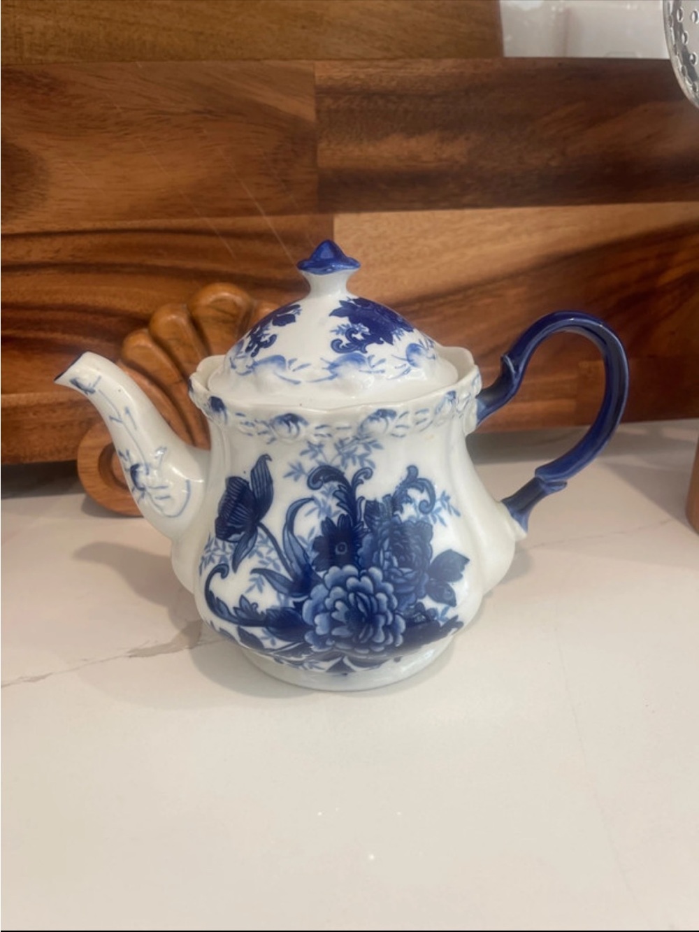 Blue and White Floral Porcelain Teapot - Elegant Ceramic Teapot